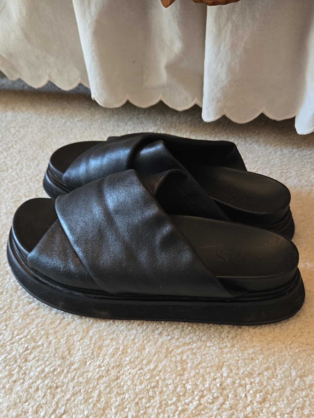 COS Women's Black Slip-On Cross-Strap Sandals